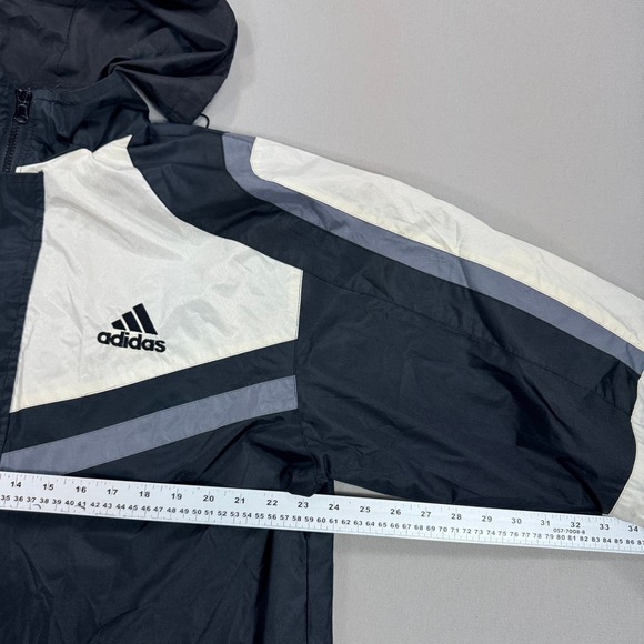 Adidas Reversible Jacket Full Zip Hooded Men's Large Navy Blue‎ Windbreaker - Picture 5 of 9